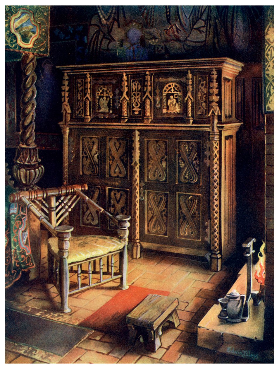 The Kings Room Oxburgh Hall ، نورفولك ، 1910. بواسطة إدوين فولي