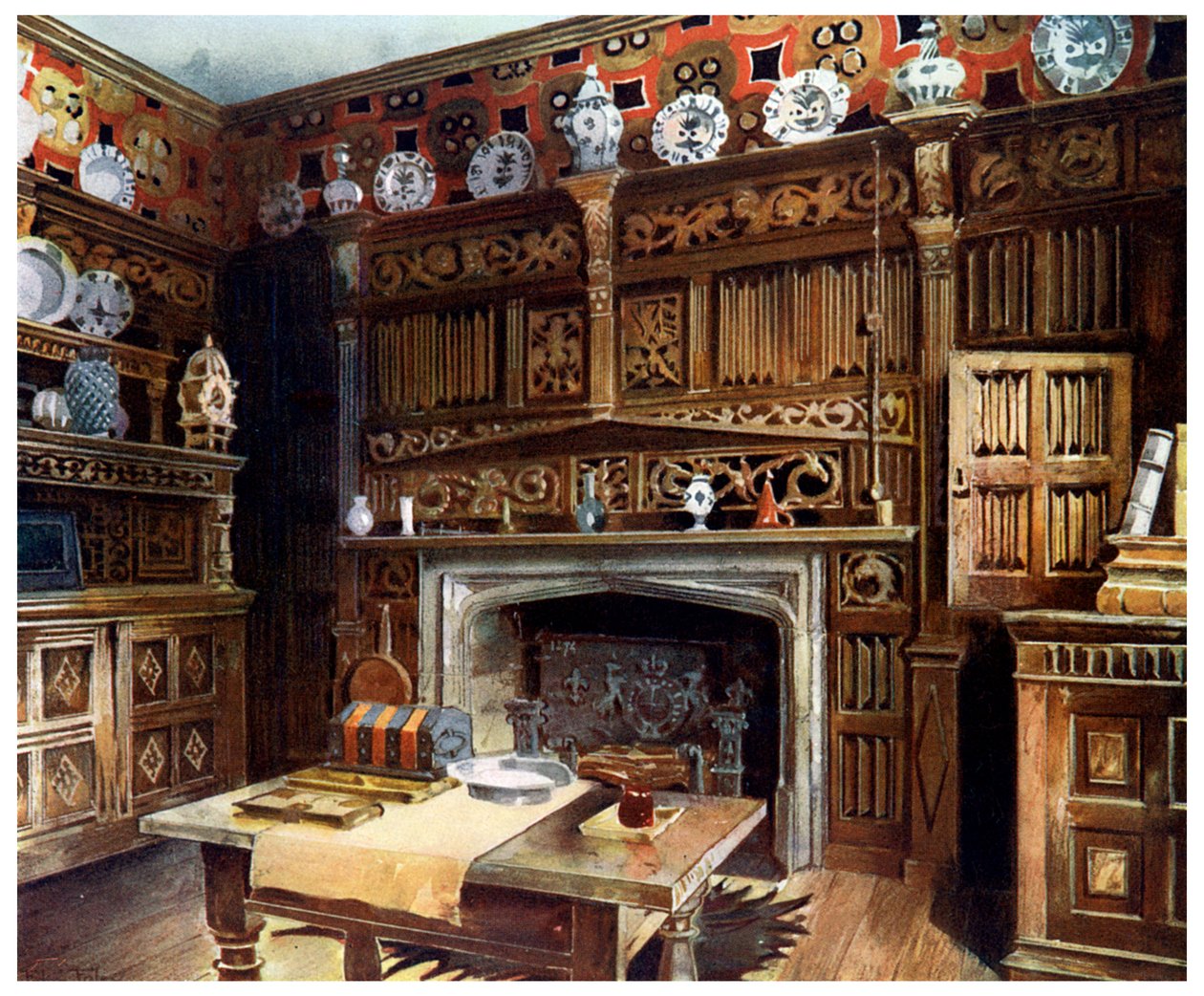 الدراسة المغطاة في Groombridge Place ، كينت ، 1910. بواسطة إدوين فولي