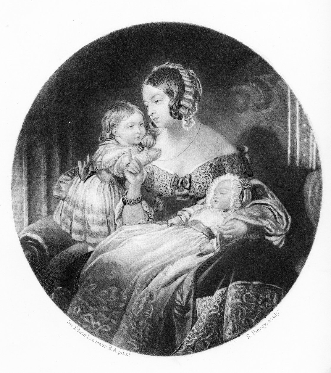 الملكة ، الأميرة الملكية وأمير ويلز ، نقشها ر. بيرسي ، 1842 بواسطة إدوين لاندسير