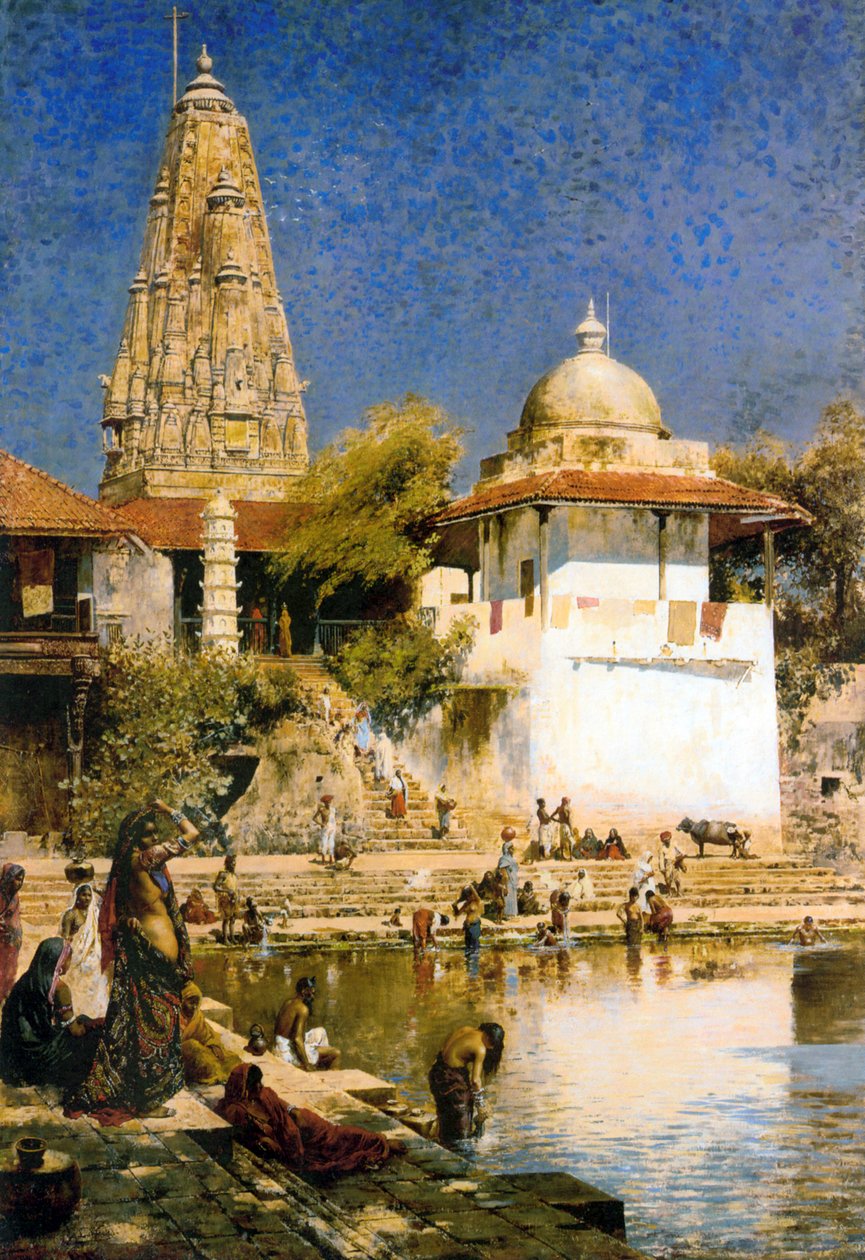 دبابة Banganga ومعبد Walkeshwar في بومباي ، 1890. بواسطة إدوين لورد ويكس