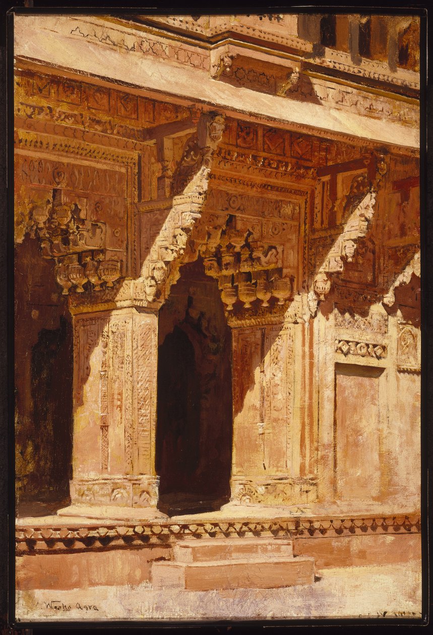 أقواس الحجر الرملي الأحمر المشغول بشكل غريب ، فورت أغرا ، الهند ، c.1885-95 بواسطة إدوين لورد ويكس