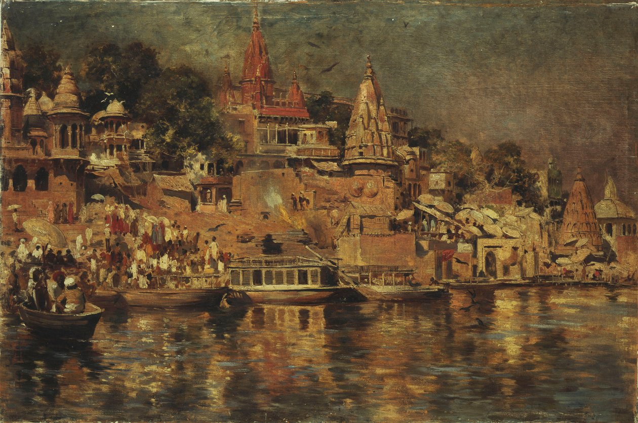منظر لـ Ghats في Benares ، 1873 بواسطة إدوين لورد ويكس