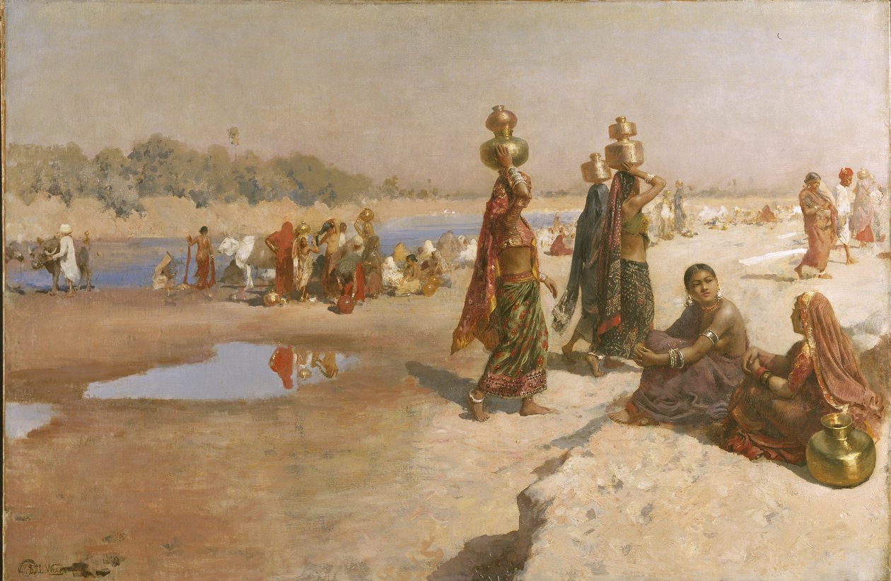 ناقلات مياه نهر الغانج ، حوالي عام 1885 (زيت على قماش) بواسطة إدوين لورد ويكس