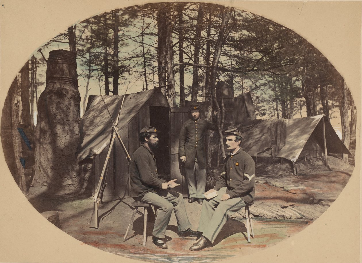 الحياة في كامب ، مقر شركة 6th Corp ، كاليفورنيا. 1864. بواسطة ايجبرت جاي فوكس