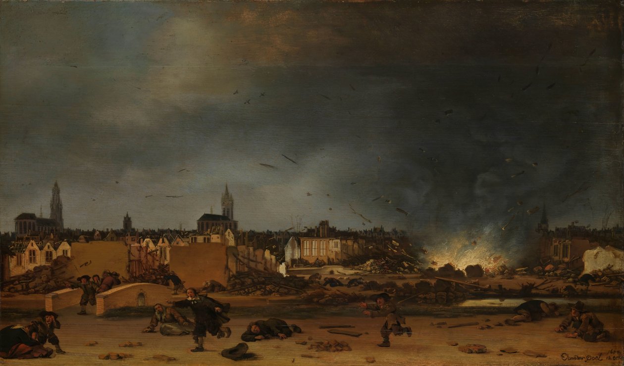 انفجار مخزن البارود في دلفت ، 12 أكتوبر 1654 بواسطة ايجبرت ليفينز. فان دير بويل