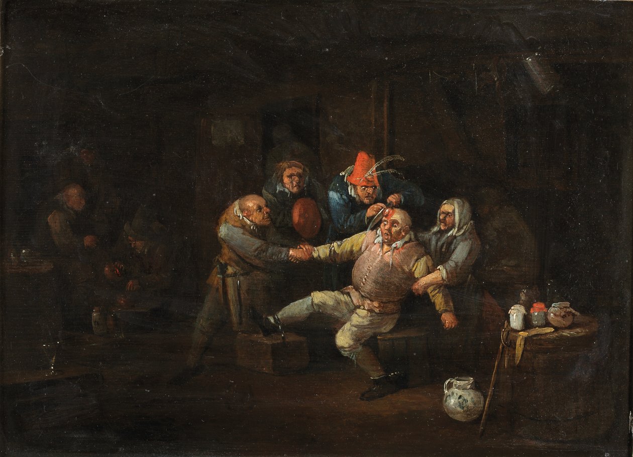 زيارة الجراح حوالي 1676-1744 (زيت على لوح) بواسطة إغبرت فان (سي 1676 1744) هيمسكرك