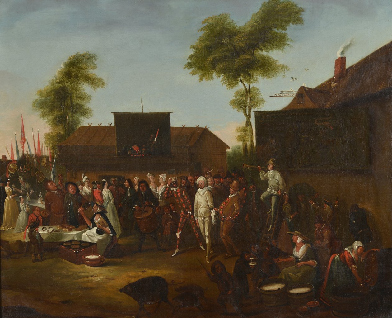 كرنفال قرية مع شخصيات من Commedia dellArte بواسطة Egbert van the Elder Heemskerck