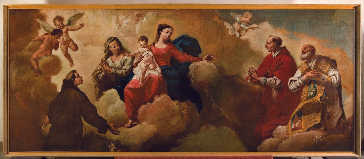 مادونا والطفل مع سانت آن الظهور على القديسين. أنتوني وتشارلز بوروميو ، 1748 بواسطة Egidio dall 'Olio