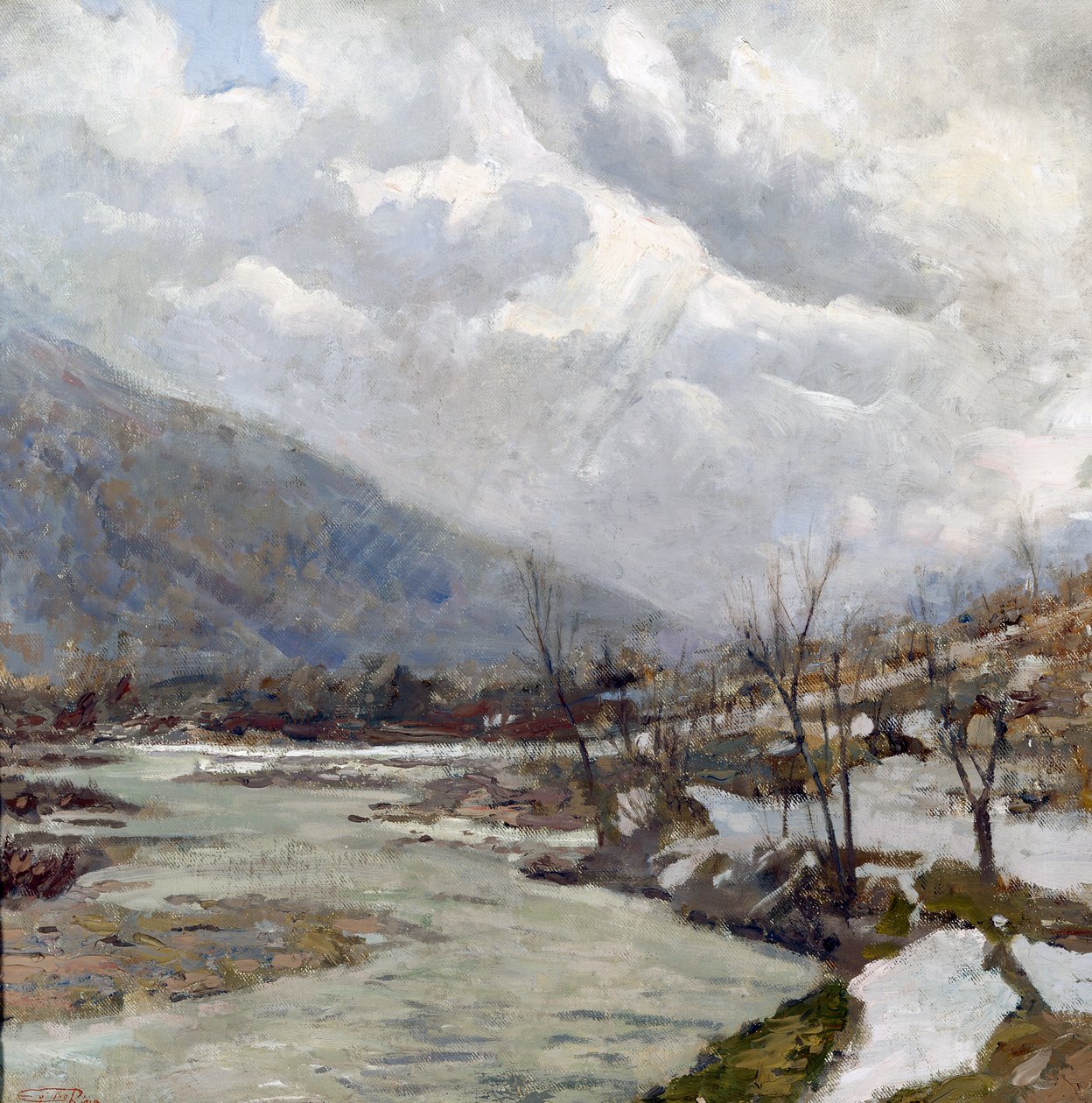 شعاع الشمس ، لوحة إيجيديو ريفا (1866-1946) ، زيت على قماش ، 74x74 سم ، إيطاليا ، القرن العشرين بواسطة إيجيديو ريفا
