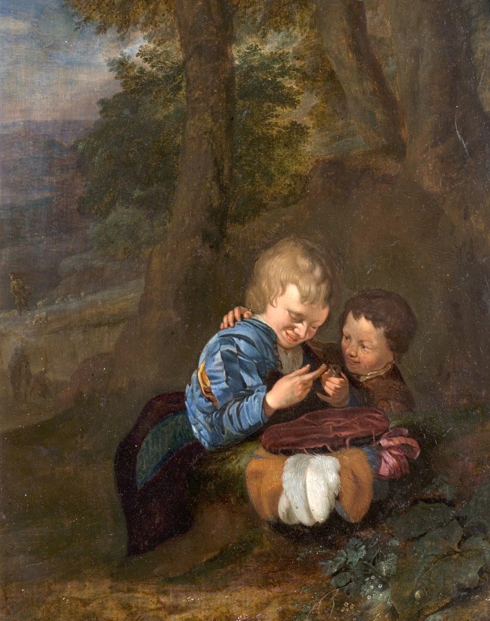 صبيان مع طائر بواسطة Eglon van der Neer