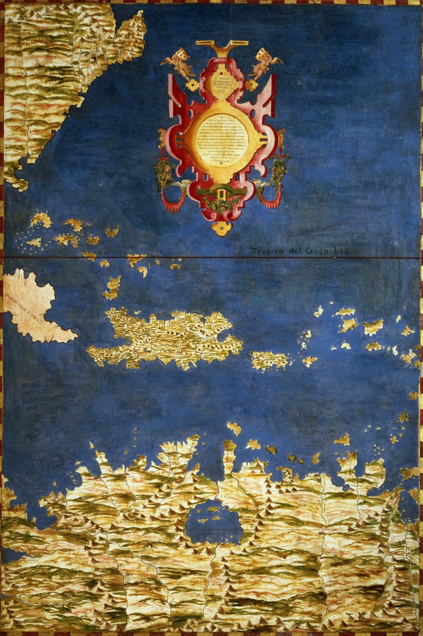 خريطة لمنطقة البحر الكاريبي وفنزويلا ، من "قاعة الخرائط الجغرافية" (Sala delle Carte Geografiche) c.1570 بواسطة اجنازيو دانتي