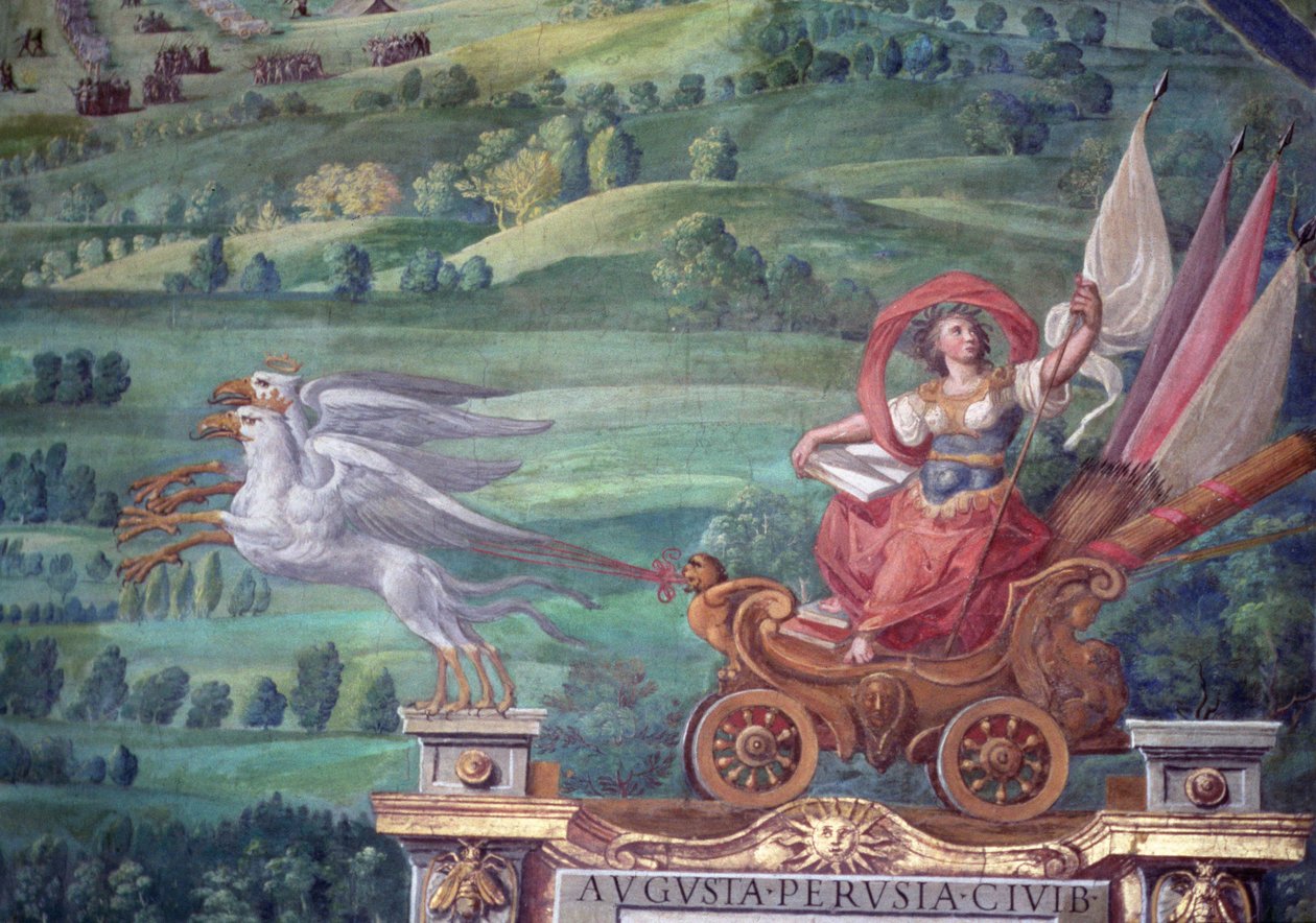عربة رسمها griffins ، تفاصيل من معرض Galleria delle Carte Geografiche بواسطة اجنازيو دانتي