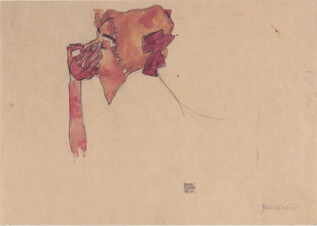 Gerti Schiele مع شبكة شعر بواسطة ايغون شييل