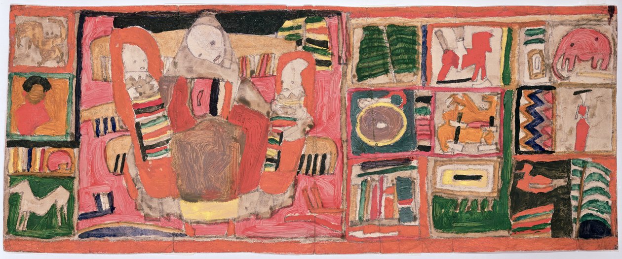 رسم تخطيطي لمحفظة تصور أمًا لديها طفلان ، ج .1915 (زيت على الورق) بواسطة ايغون شييل
