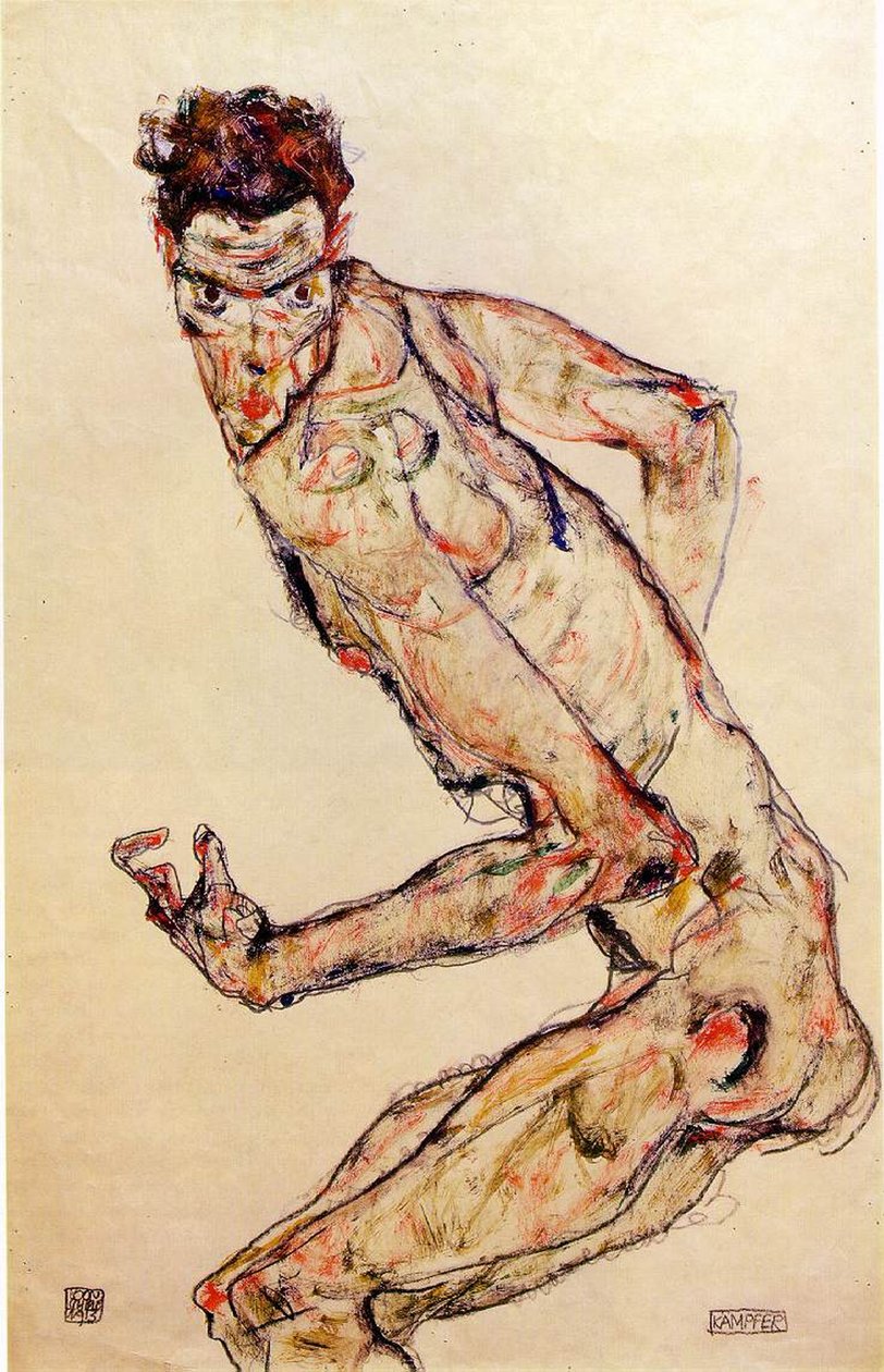 المقاتل ، 1913 (الغواش وقلم رصاص على الورق) بواسطة ايغون شييل