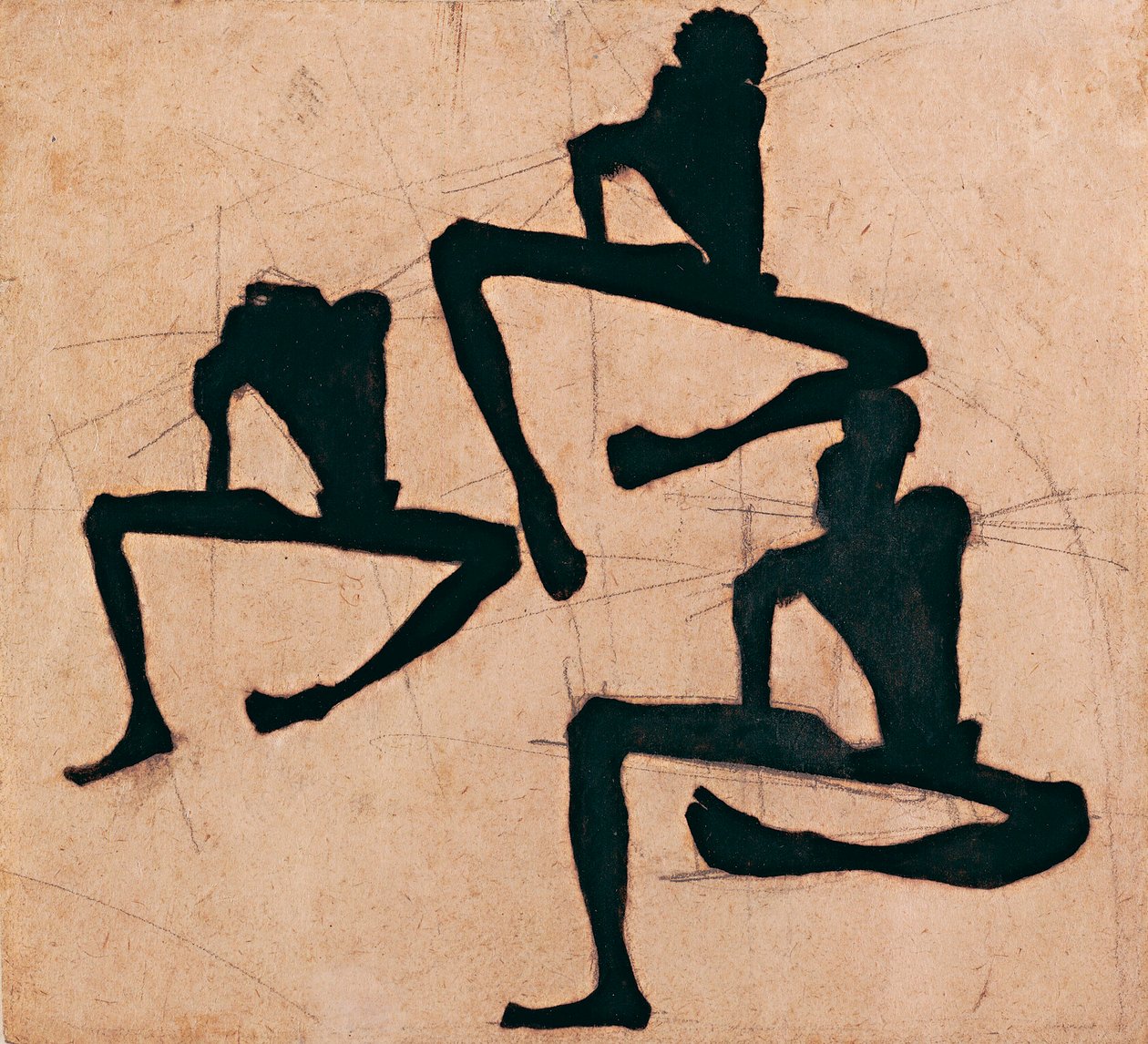 تكوين مع ثلاثة رجال عراة - تكوين مع ثلاثة رجال عراة - بقلم إيغون شيل (1890-1918) ، حبر على ورق بواسطة ايغون شييل