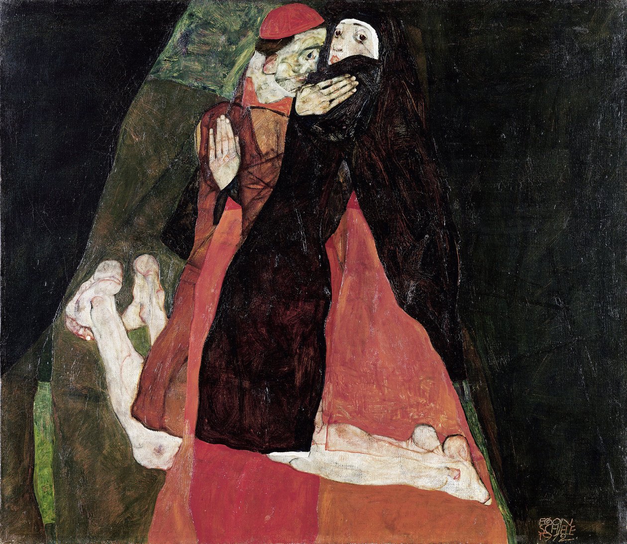 "الكاردينال والراهبة" لوحة إيغون شييل (1890-1918) 1912 متحف ليوبولد ، فيينا بواسطة ايغون شييل