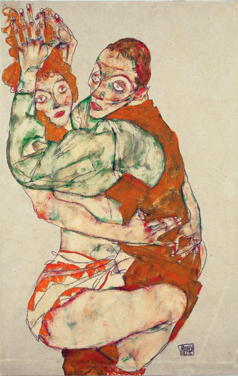 صناعة الحب - Schiele ، Egon (1890-1918) - 1915 - الطباشير الأسود ، الغواش على الورق - 49،6x31،7 - متحف ليوبولد ، فيينا بواسطة ايغون شييل