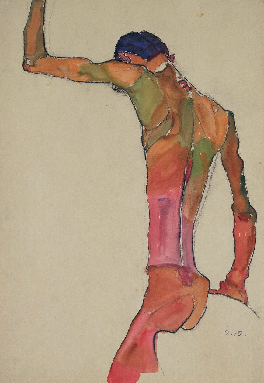 Male Nude with Arm Raised - Oeuvre d