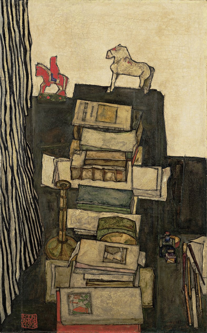 الحياة الساكنة مع مكتب Schieles Books ، 1914 بواسطة ايغون شييل