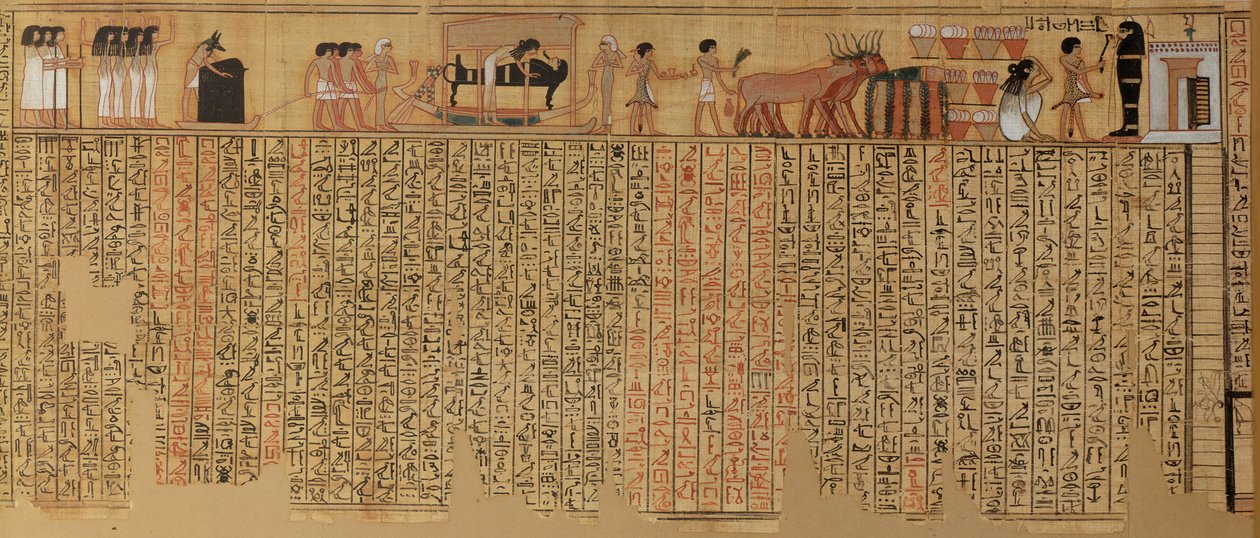 روح المتوفى النازل في قبره ، من كتاب الموتى للكاتب الناقد ، المملكة الحديثة (ورق البردي). بواسطة الأسرة الثامنة عشر المصرية