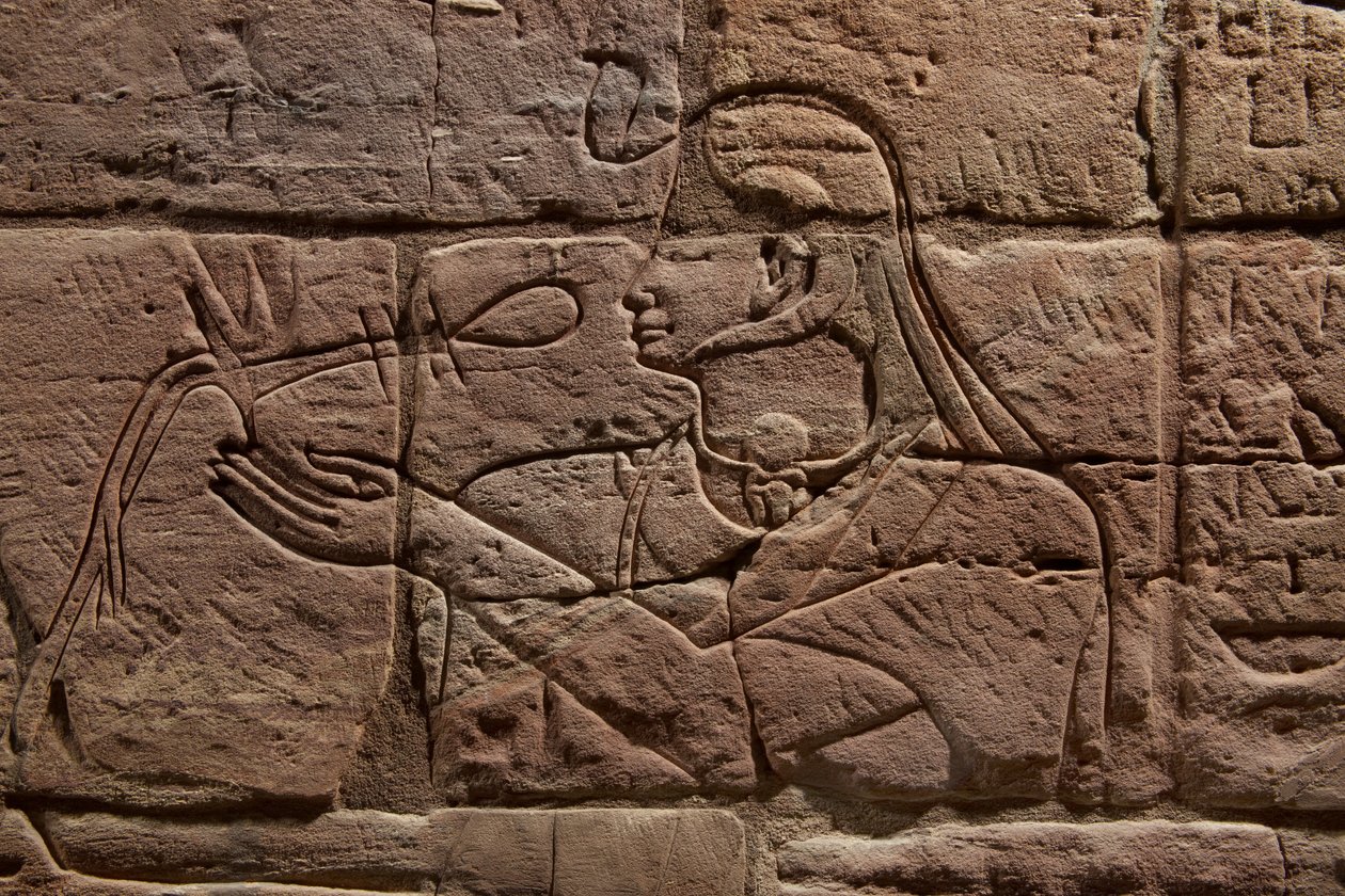 تفاصيل جدار أسبلتا ، c.680 قبل الميلاد من الحجر الرملي بواسطة الأسرة المصرية الخامسة والعشرون