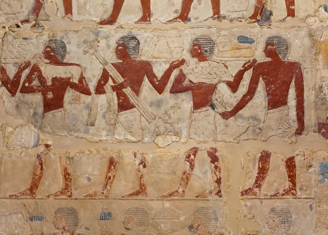 ضريح المصطبة في بيرنب (حوالي 2381-2323 قبل الميلاد) (الحجر الجيري والطلاء) بواسطة الأسرة الخامسة المصرية