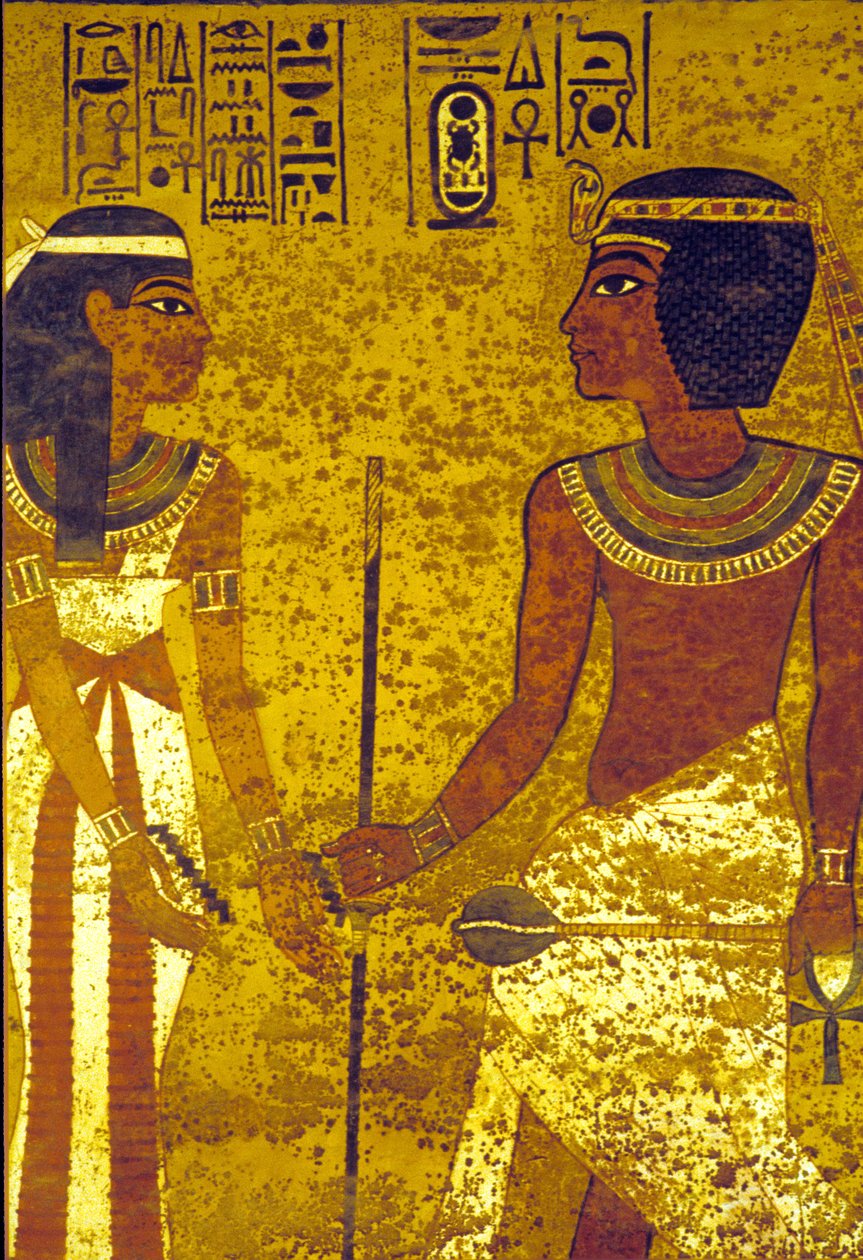 Ancient Egypt, Tutenkhamun with his wife, Tomb of Tutenkhamun, Thebes بواسطة الأسرة الثامنة عشر المصرية