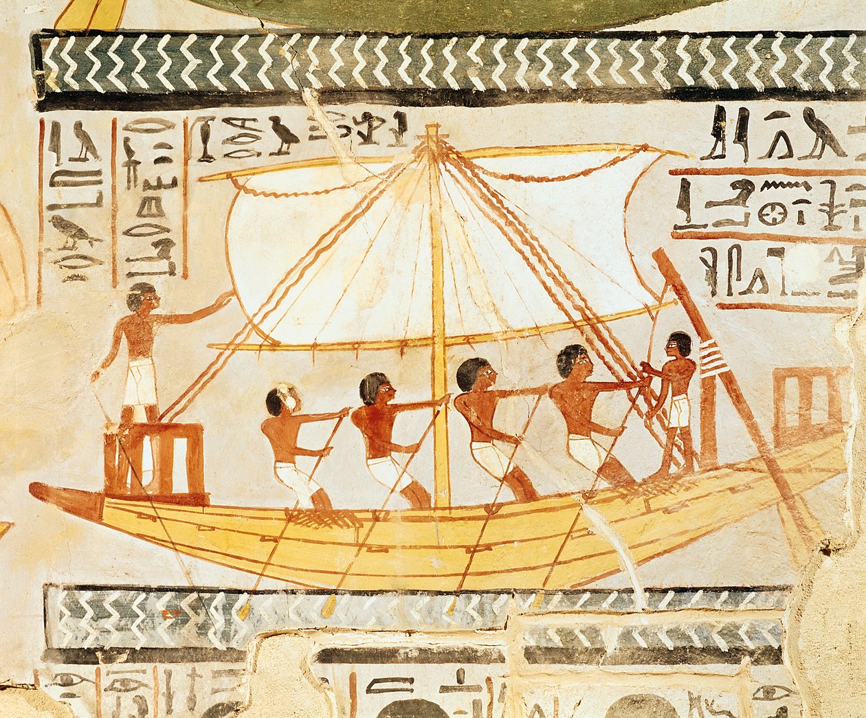 المراكبون على النيل ، من مقبرة سينيفر ، المملكة الحديثة (جدارية) بواسطة الأسرة الثامنة عشر المصرية