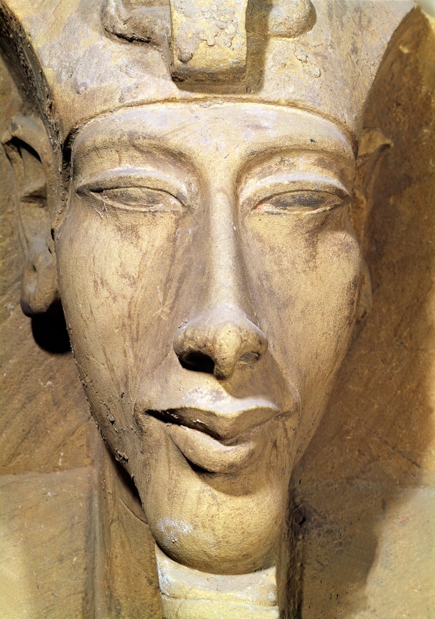 تمثال نصفي لأمنوفيس الرابع (إخناتون) (c.1364-1347 قبل الميلاد) من معبد آمون ، الكرنك ، c.1353-1337 قبل الميلاد (الحجر الرملي) (التفاصيل) بواسطة الأسرة الثامنة عشر المصرية