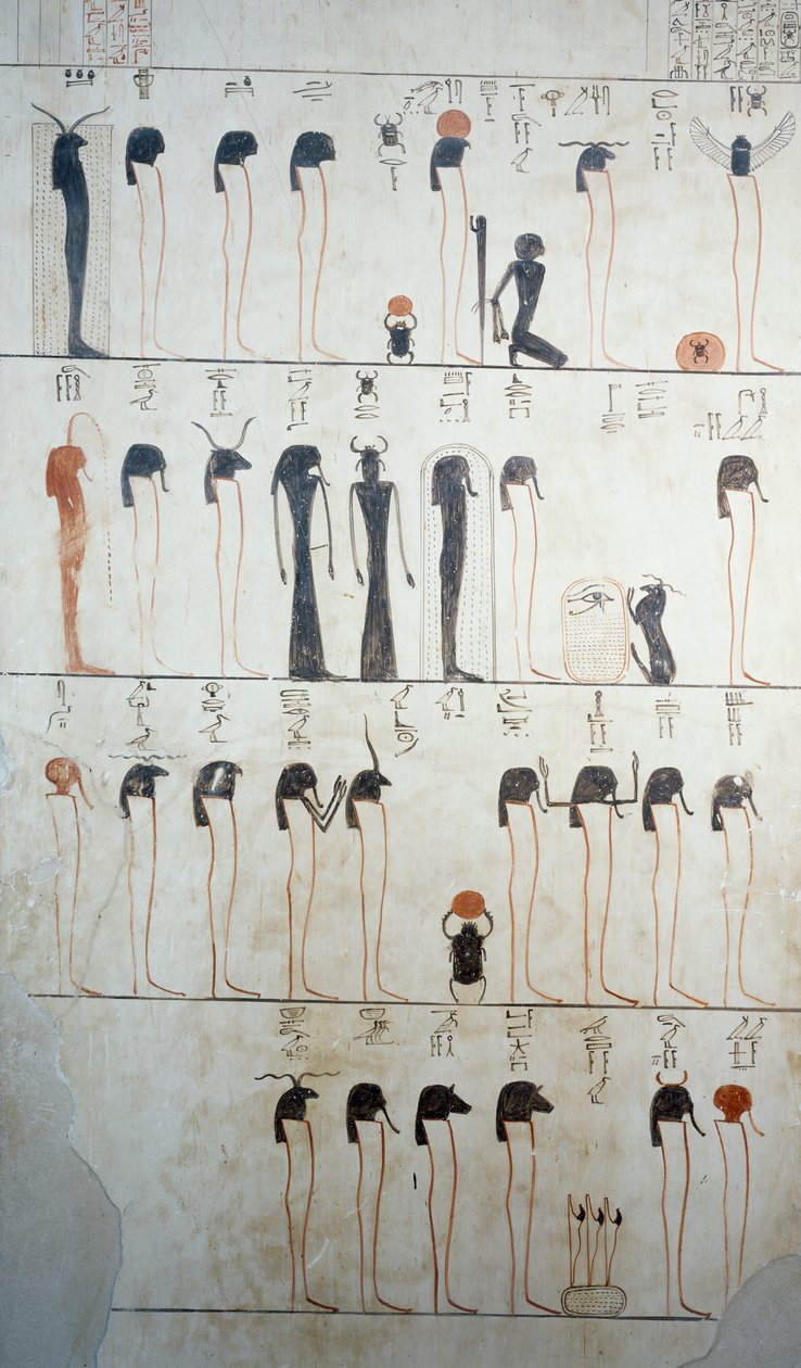 تصوير ليطاني رع ، تفاصيل اللوحات الجدارية في حجرة دفن مقبرة تحتمس الثالث ، وادي الملوك ، الأقصر ، طيبة (قائمة اليونسكو للتراث العالمي بواسطة الأسرة الثامنة عشر المصرية