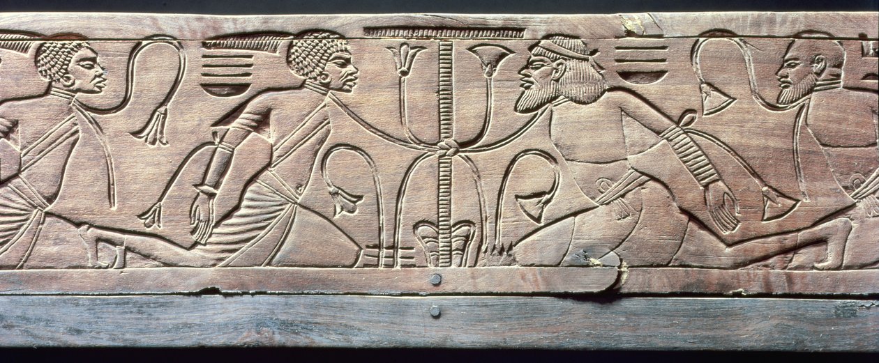 تفاصيل من موطئ القدم الاحتفالي لتوت عنخ آمون (c.1370-52 قبل الميلاد) المملكة الجديدة (الخشب) بواسطة الأسرة الثامنة عشر المصرية