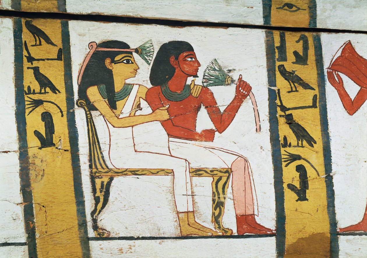 تفاصيل زخرفة تابوت لسيدة مادجا ، المملكة الحديثة ، حوالي 1450 قبل الميلاد (خشب مدهون) بواسطة الأسرة الثامنة عشر المصرية