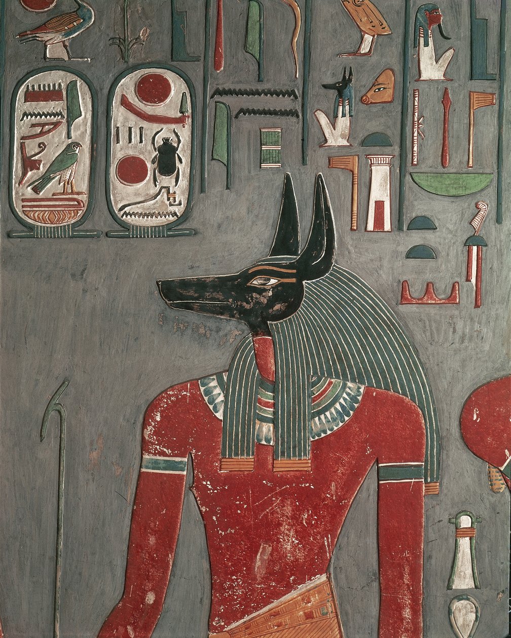 Egypt, Ancient Thebes, Valley of the Kings, Mural of Anubis at Tomb of Horemheb بواسطة الأسرة الثامنة عشر المصرية