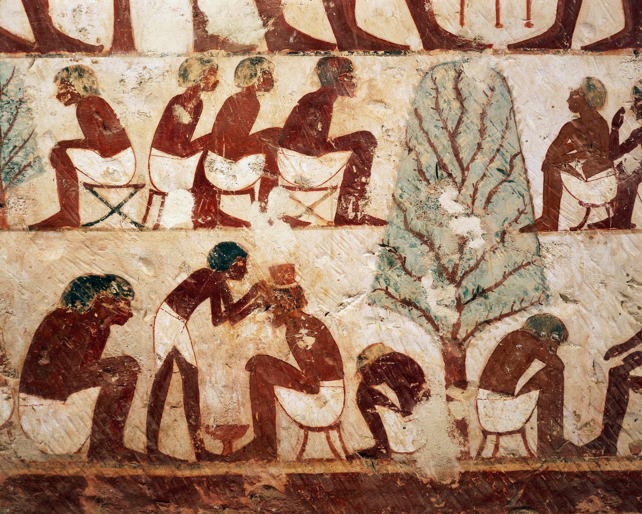 Egypt, Luxor, West Thebes, Sheik el Gurnak. Tomb of Usirhat, barber, details from fresco. (New Kingdom, Dynasty XVIII) بواسطة الأسرة الثامنة عشر المصرية