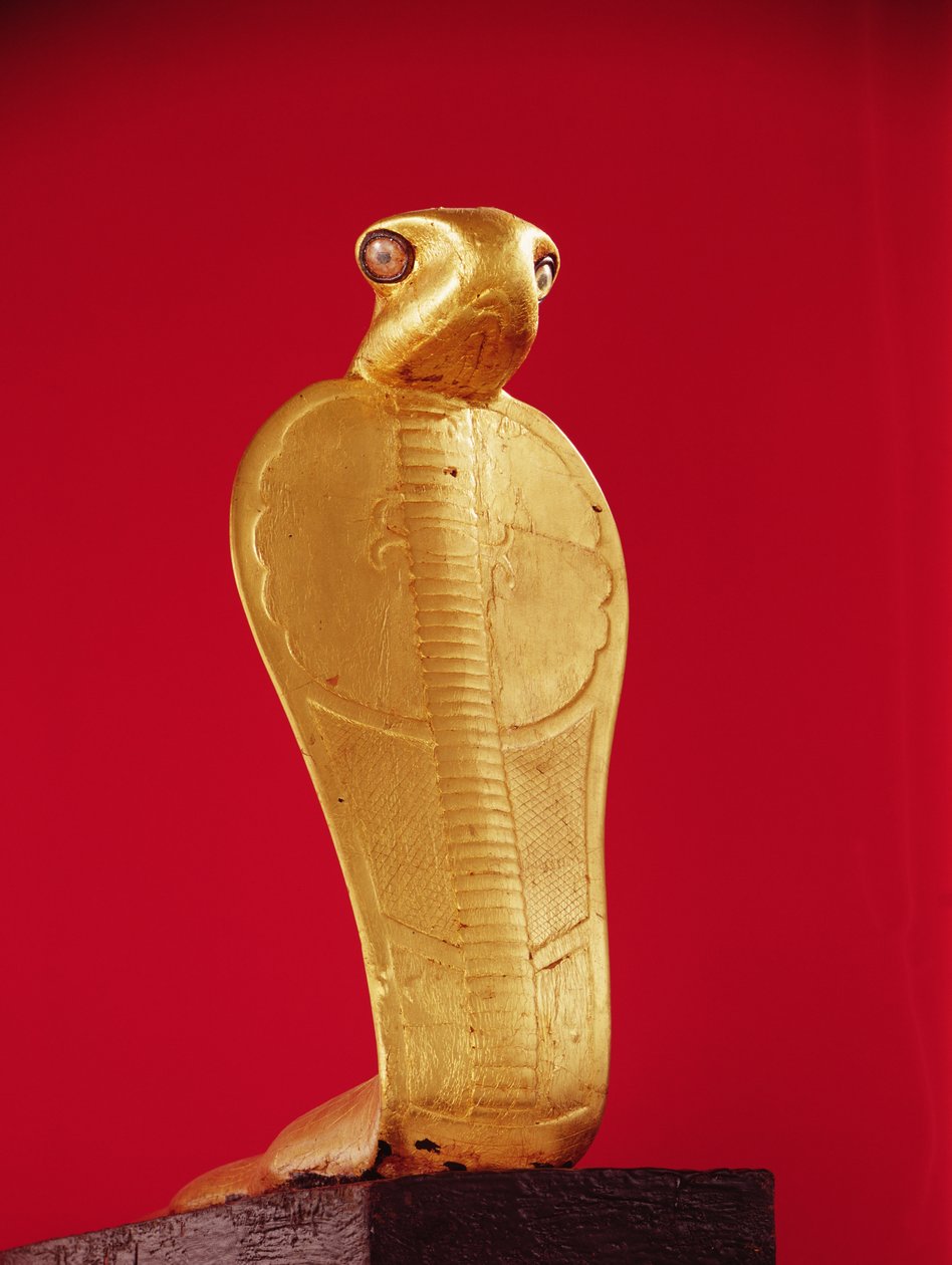 شكل الكوبرا Netjer-Ankh ، من مقبرة توت عنخ آمون (1370-1352 قبل الميلاد) المملكة الحديثة (خشب مذهب) بواسطة الأسرة الثامنة عشر المصرية