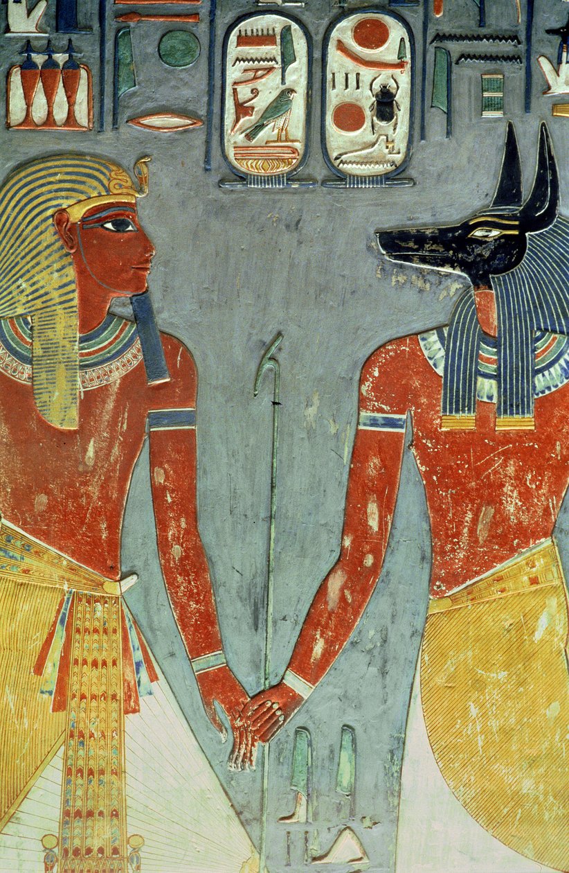 حورمحب وأنوبيس ، من مقبرة حورمحب (حوالي 1323-1295 قبل الميلاد) المملكة الحديثة (رسم جداري) بواسطة الأسرة الثامنة عشر المصرية