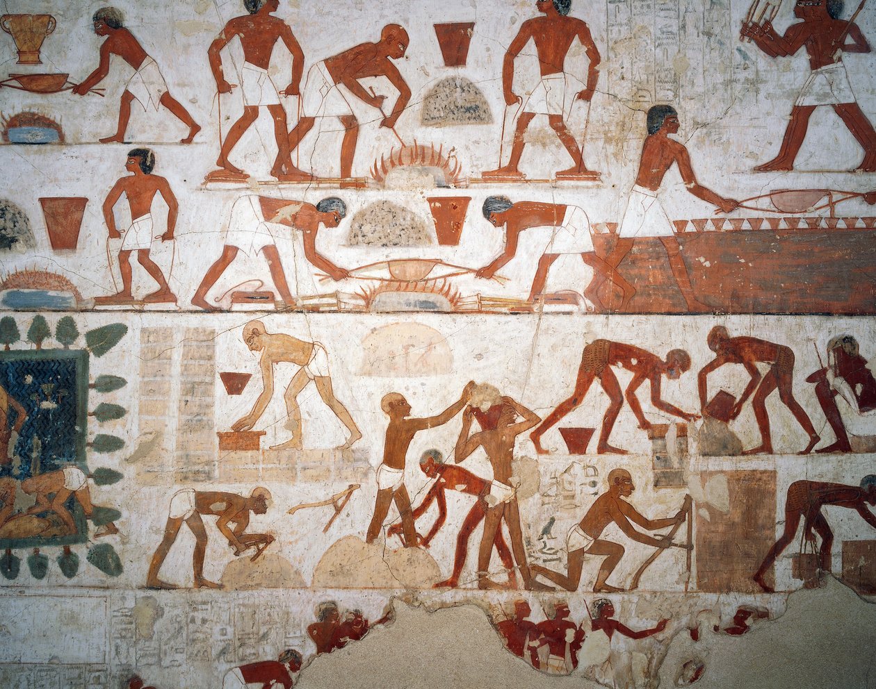 معالجة المعادن وتصنيع الطوب اللبن ، الجص ، مصلى ، قبر رخمير (TT100) ، الشيخ عبد القرنة ، طيبة (قائمة اليونسكو للتراث العالمي بواسطة الأسرة الثامنة عشر المصرية