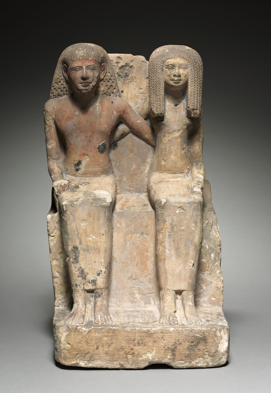 تمثال زوجي جالس ، 1479-1425 قبل الميلاد بواسطة الأسرة الثامنة عشر المصرية