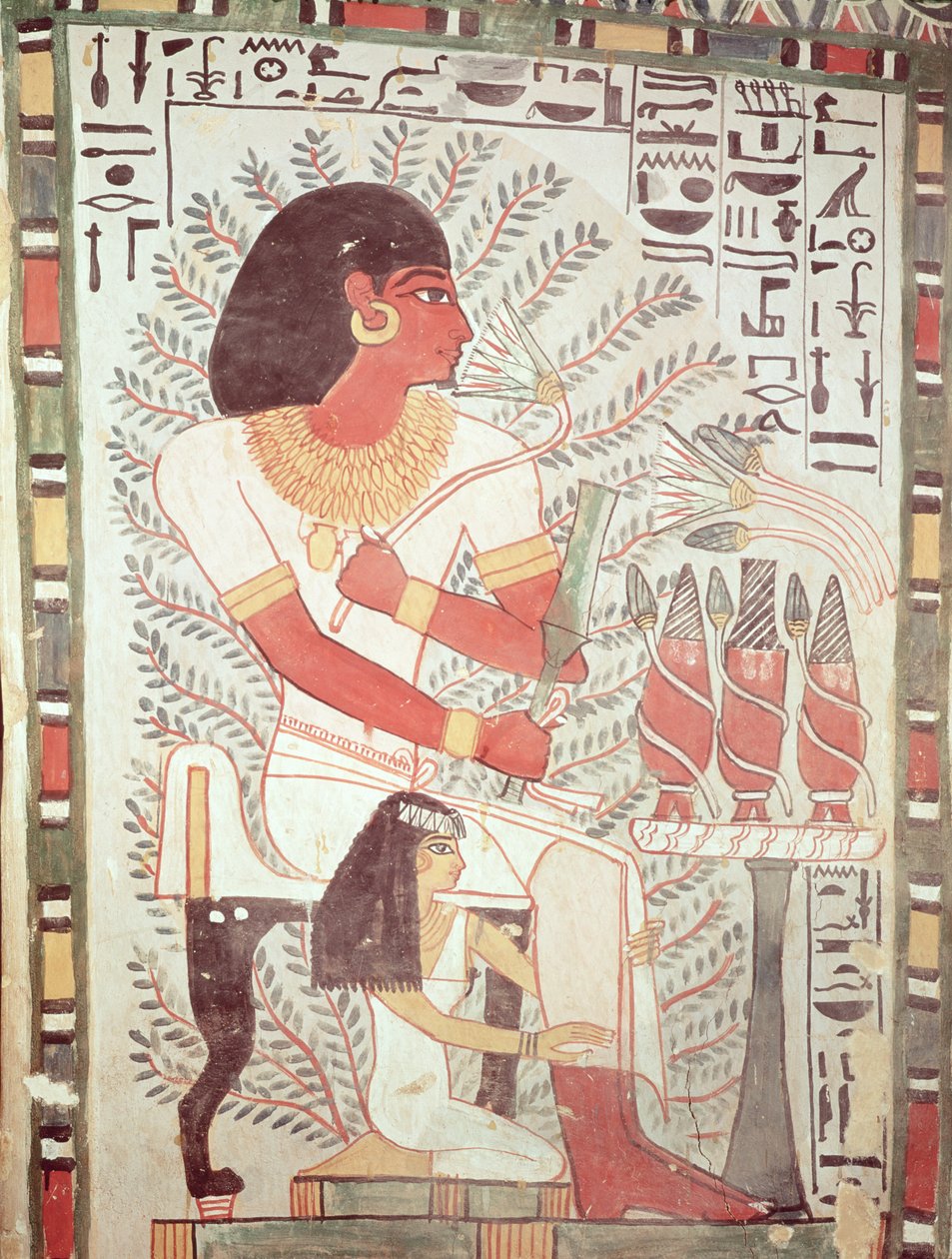 جلس سينفر مع زوجته ميريت من مقبرة سينيفر ، المملكة الحديثة (رسم جداري) بواسطة الأسرة الثامنة عشر المصرية
