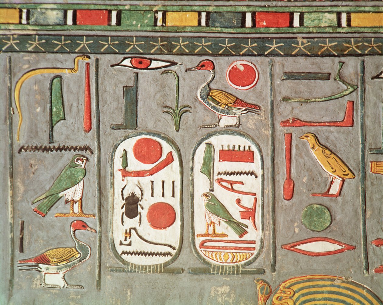 خرطوشة الملك ، من مقبرة حورمحب (1323-1295 ق.م) ، المملكة الحديثة (رسم جداري) بواسطة الأسرة الثامنة عشر المصرية