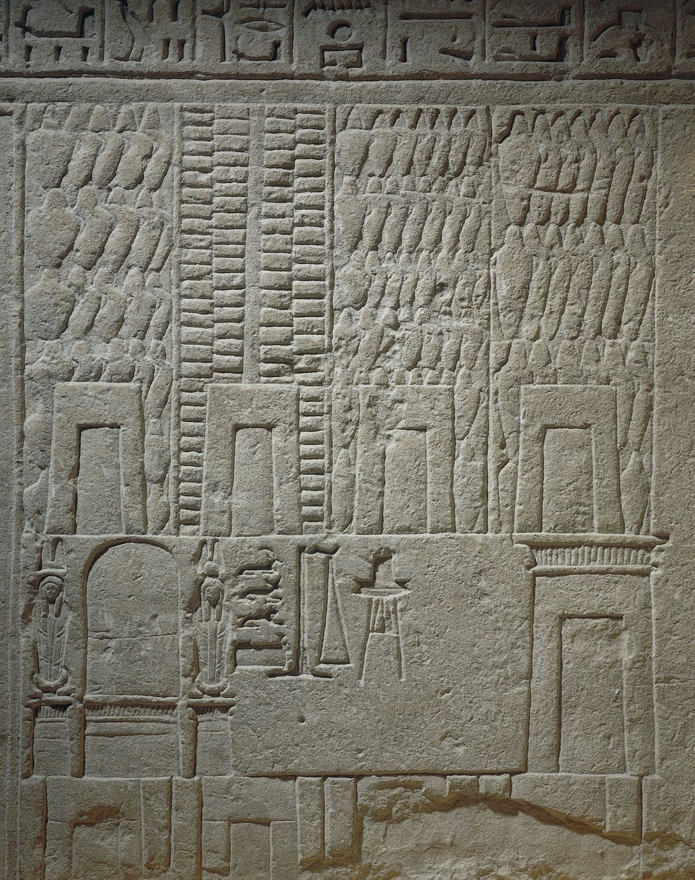 Wall relief depicting a warehouse detail of the scales for the weighing of goods بواسطة الأسرة الثامنة عشر المصرية