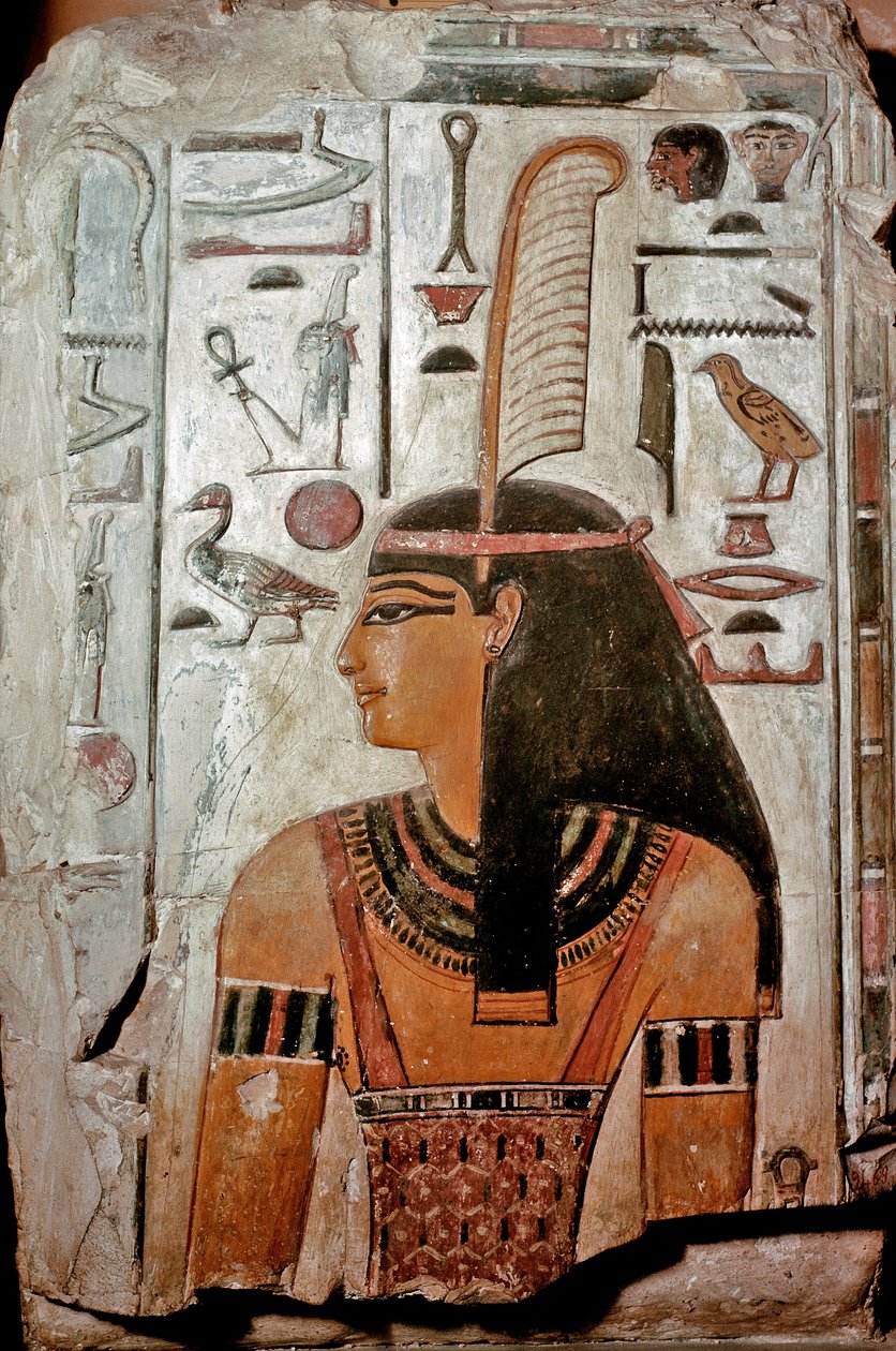 فن مصر: قبر سيثي الأول (م 17). ماعت ، إلهة الحق والعدل والهيروغليفية بواسطة الأسرة المصرية التاسعة عشرة