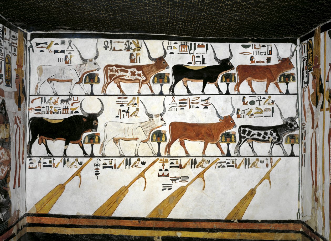 Egypt, Thebes, Luxor, Valley of the Queens, Tomb of Nefertari, Annex to antechamber, Mural paintings, Illustrated Book of the Dead, Chapter 89 بواسطة الأسرة المصرية التاسعة عشرة