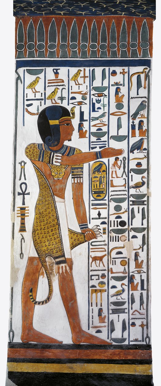 مصر ، طيبة ، الأقصر ، وادي الملكات ، مقبرة نفرتاري ، لوحة جدارية للإله حورس في حجرة الدفن من الأسرة التاسعة عشر بواسطة الأسرة المصرية التاسعة عشرة