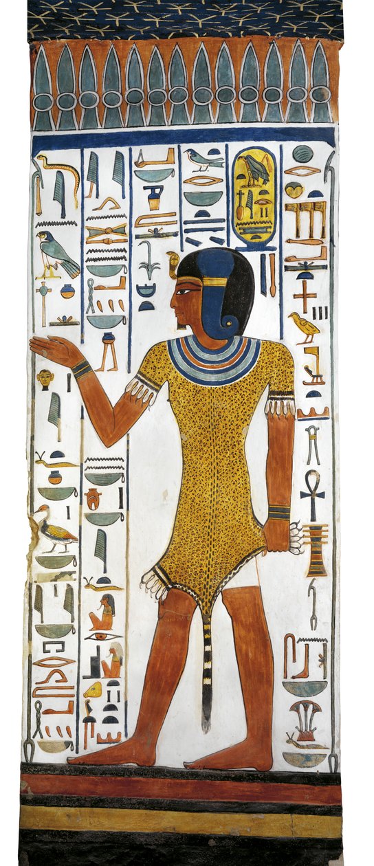 Egypt, Thebes, Luxor, Valley of the Queens, Tomb of Nefertari, mural painting on pillar in Burial chamber from 19th dynasty بواسطة الأسرة المصرية التاسعة عشرة