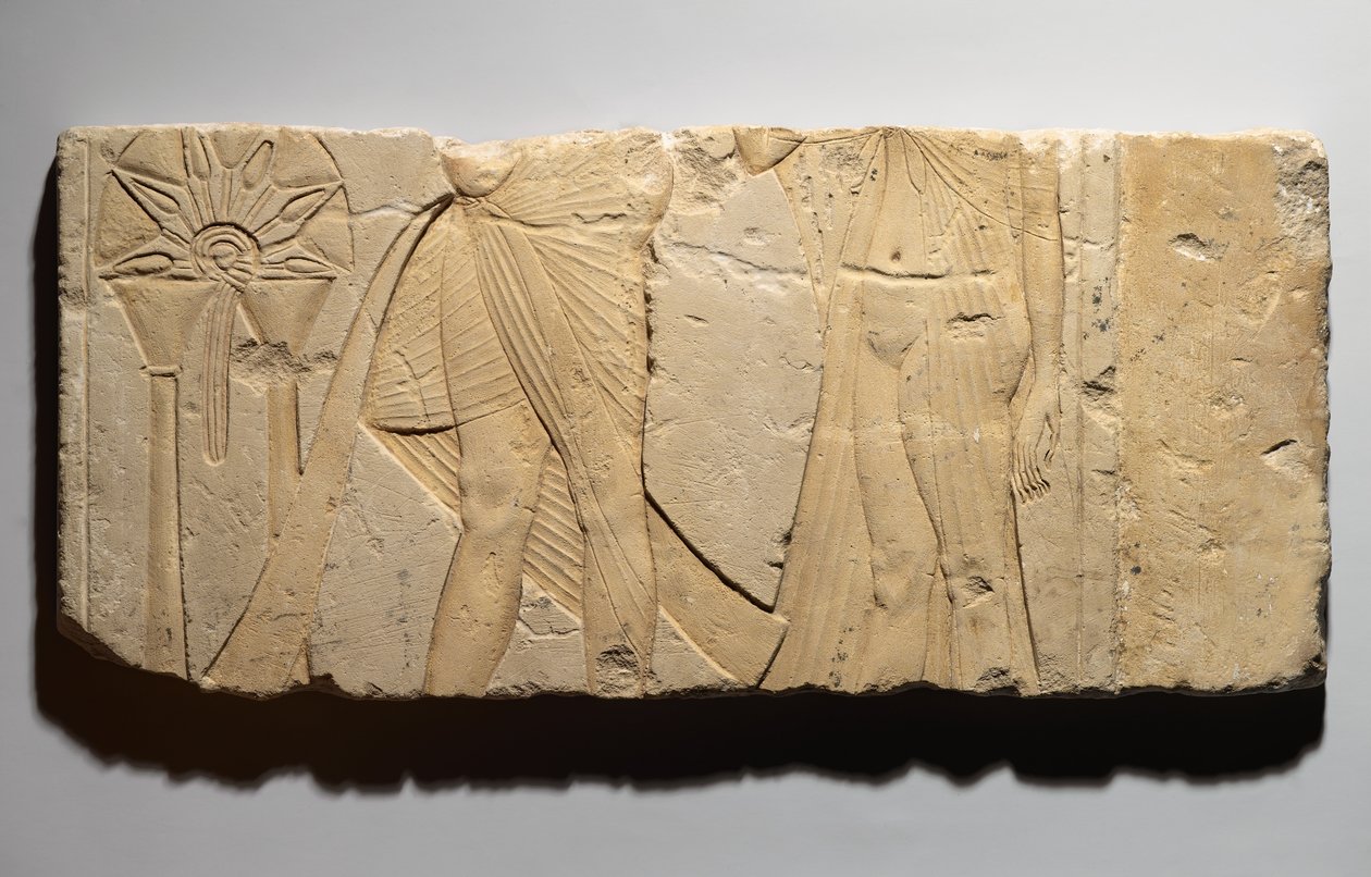 نقش يصور مشهد القرابين ، من تل العمارنة ، المملكة الحديثة ، c.1353-1336 قبل الميلاد (الحجر الجيري) بواسطة الأسرة المصرية التاسعة عشرة