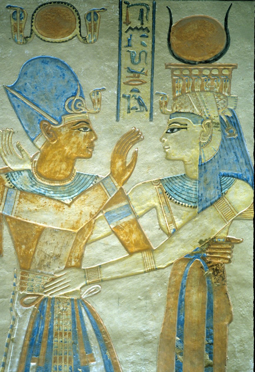 مصر القديمة ، رعمسيس الثالث يعانق إيزيس ، مقبرة آمون هير خوبشيف بواسطة الأسرة المصرية العشرون