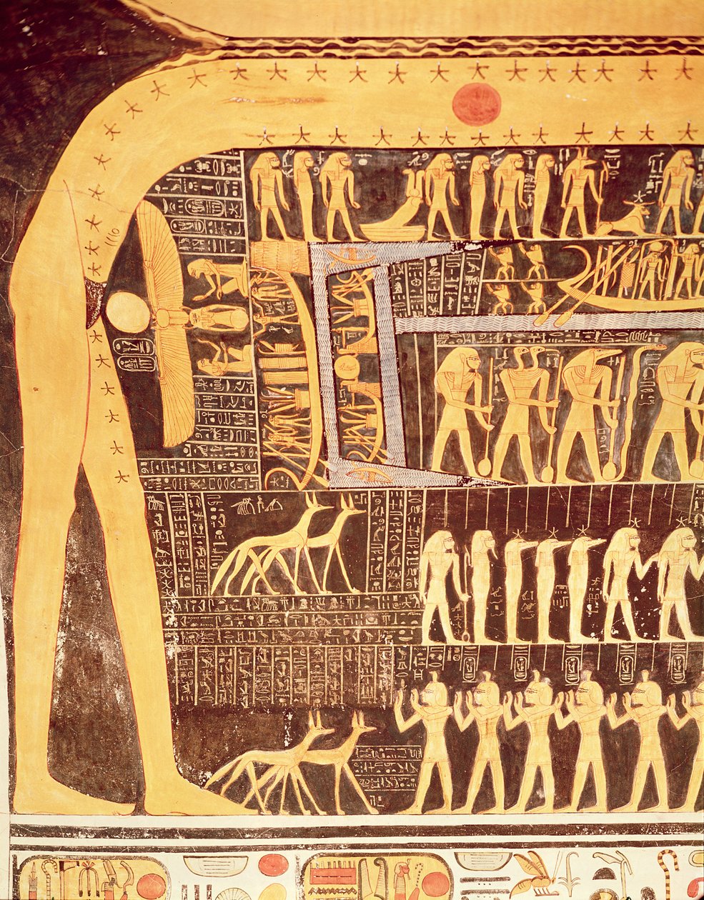تفاصيل من كتاب اليوم من سقف حجرة الدفن في مقبرة رمسيس السادس (حكم 1143-1136 قبل الميلاد) المملكة الحديثة (رسم جداري) بواسطة الأسرة المصرية العشرون