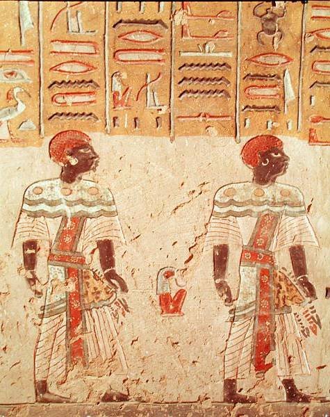 النوبيون ، من مقبرة رمسيس الثالث (حوالي 1184-1153 قبل الميلاد) المملكة الحديثة بواسطة الأسرة المصرية العشرون